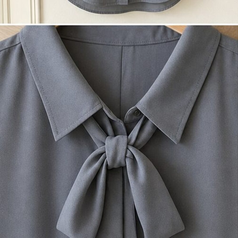 Gray Wrap Blouse - Picture 4 of 6